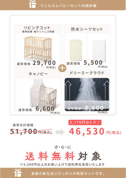 【ウェルカムベビーセット】リビングコット・フルオプションセット